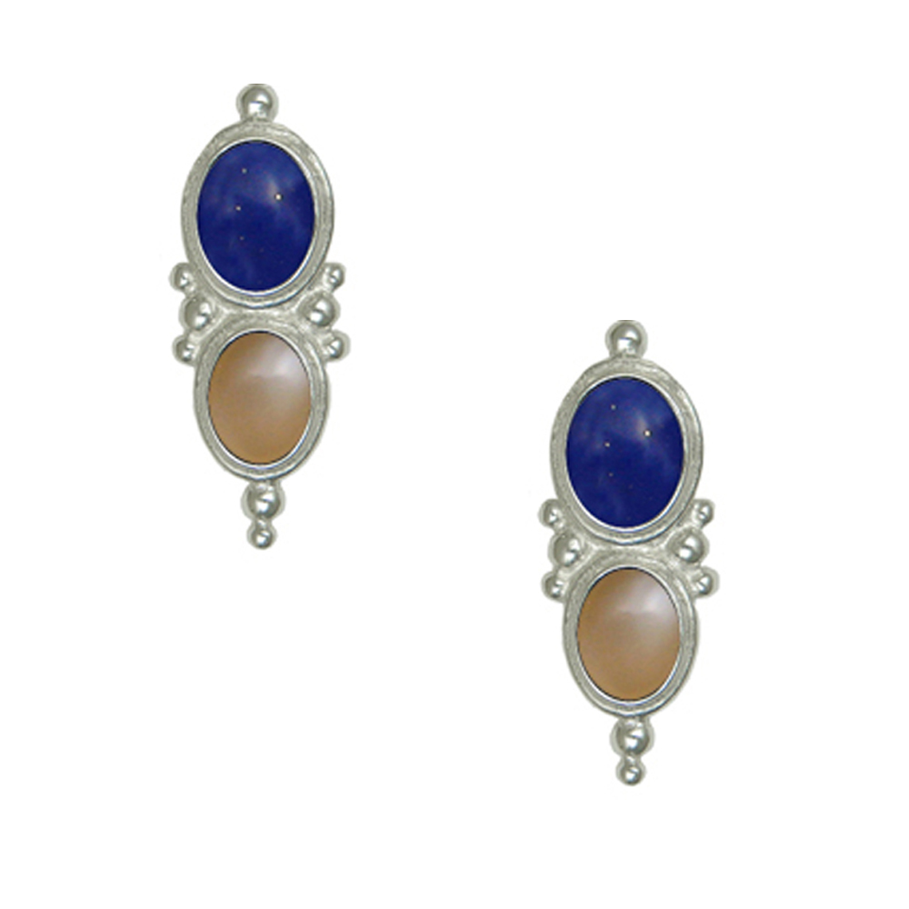 Sterling Silver Drop Dangle Earrings With Lapis Lazuli